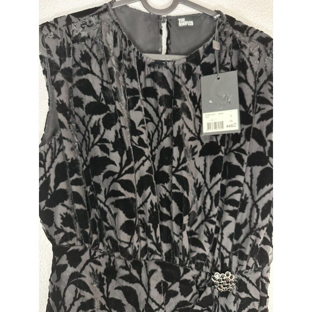 The Kooples Short Black Devore Velvet Dress Size S Cocktail - Picture 10 of 16